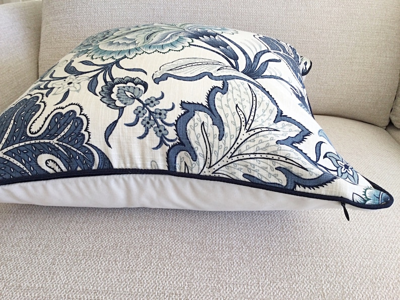 Hamptons Style Cushions, Linen Cushions, Jacobean Pillows, Hampton's Pillows, Cover Only. Blue & White Cushions, Scatter Cushion covers. image 10