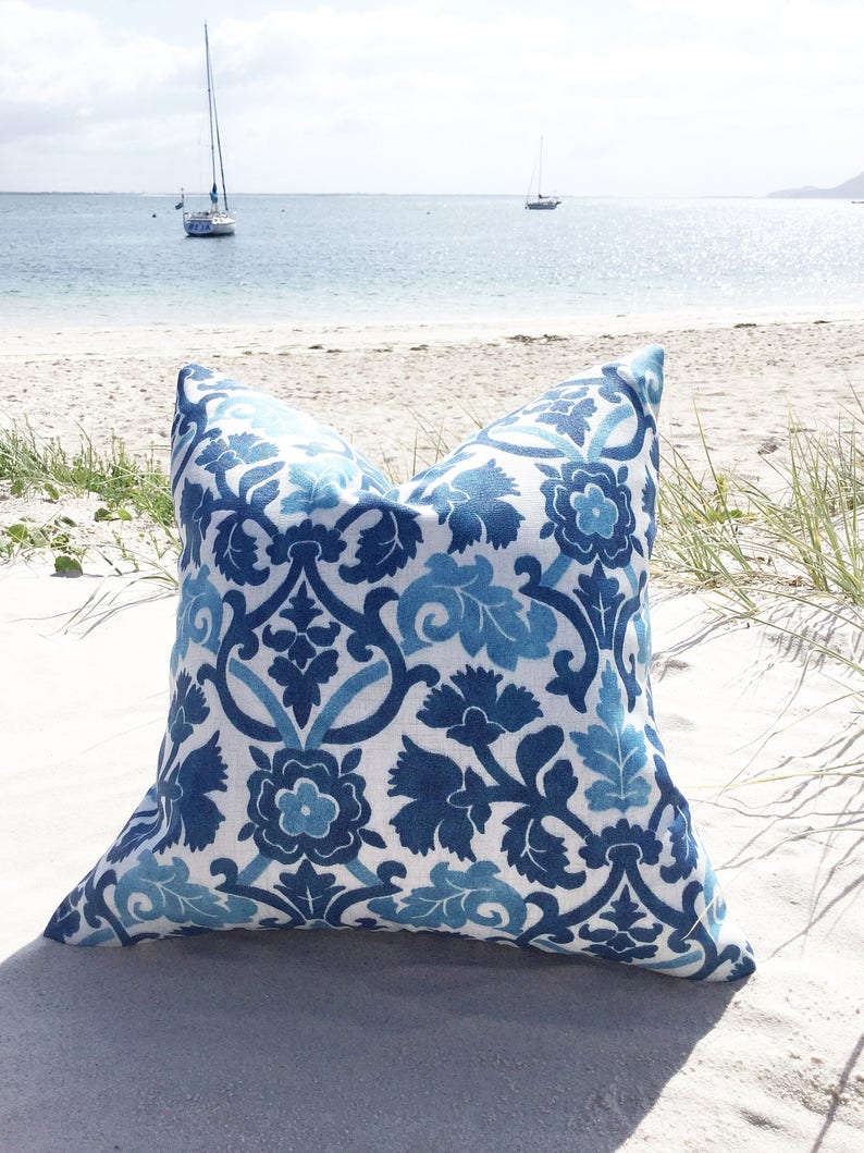 Outdoor Cushions Blue Outdoor Cushions Blue Outdoor Pillows Etsy