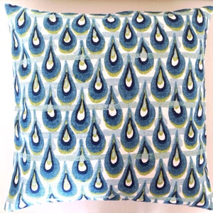 Teal Blue Raindrop Cushion Cover: Modern Coastal Pillow image 2