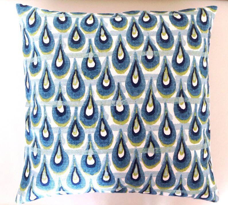 Teal Blue Raindrop Cushion Cover: Modern Coastal Pillow image 2