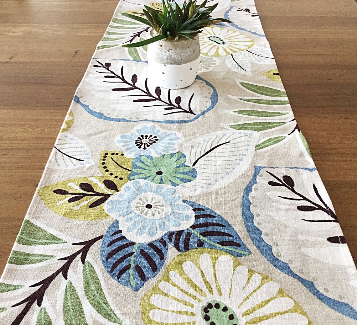 Coastal Table Runner Tropical Style Beach House Decor. Linen Etsy