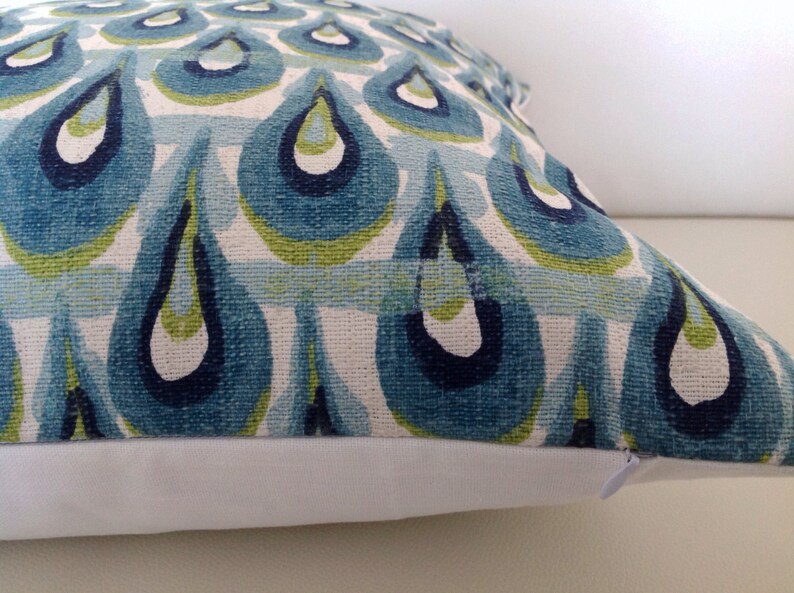 Teal Blue Raindrop Cushion Cover: Modern Coastal Pillow image 4