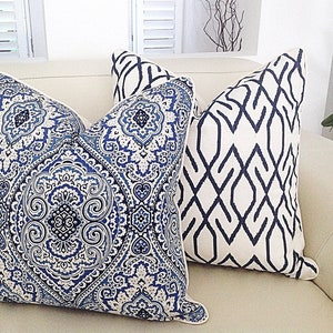 Hampton's Style Cushions Blue and White Pin on Beach Pillows and Throws