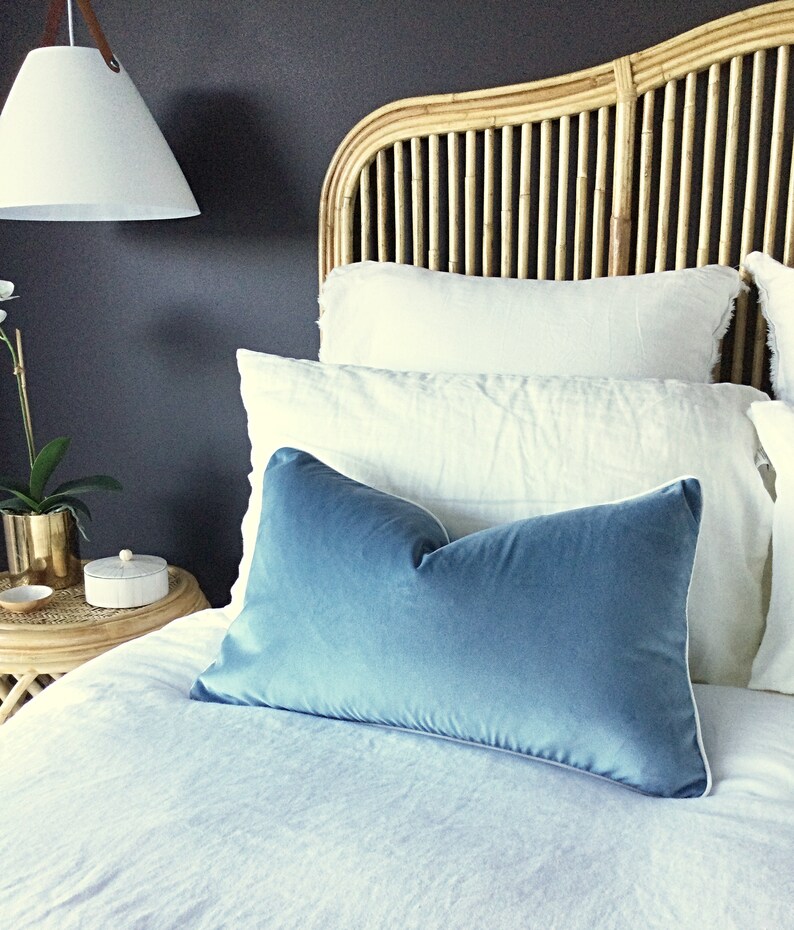 Pale Blue Velvet Pillows Cover Only. Blue & White Cushions Etsy