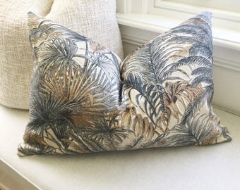 Tropical Palm Tree Cushion Cover: Hawaiian Coastal Decor Earthy colours