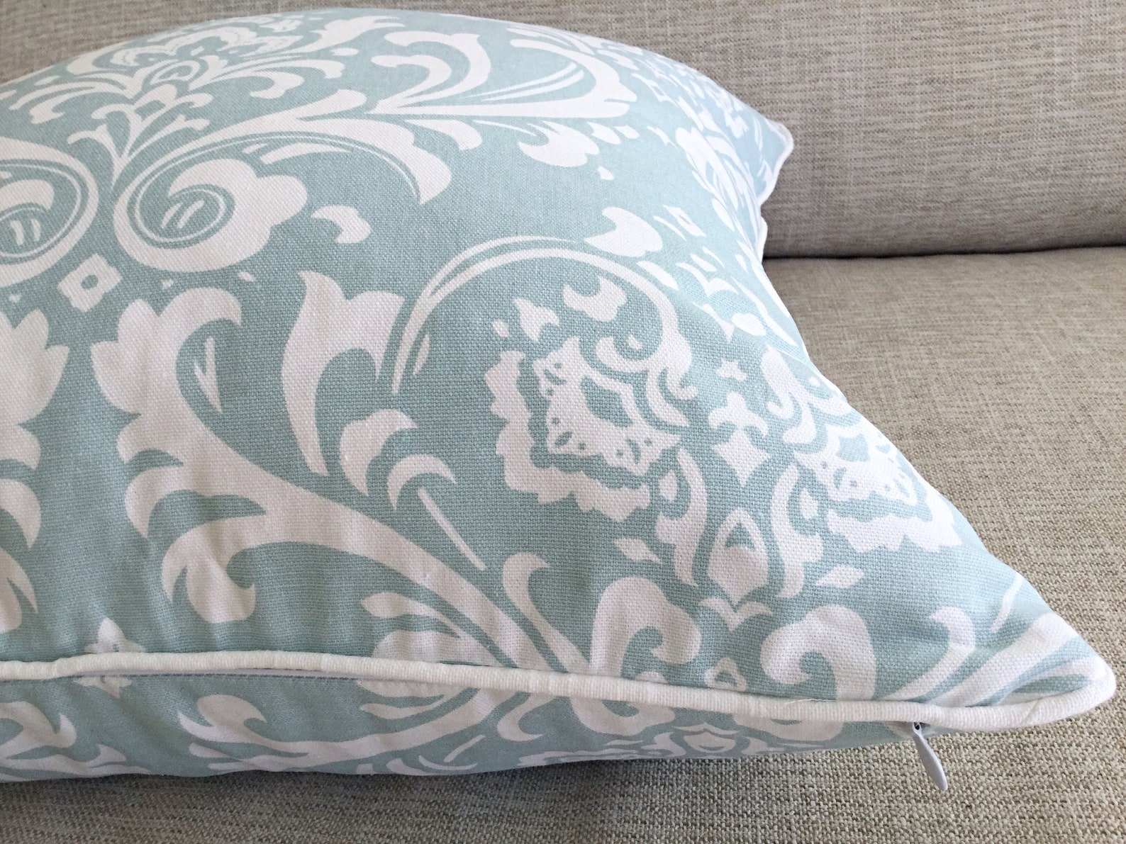 Damask Duck Egg Blue Designer Cushions Robin Egg Blue Linen Etsy
