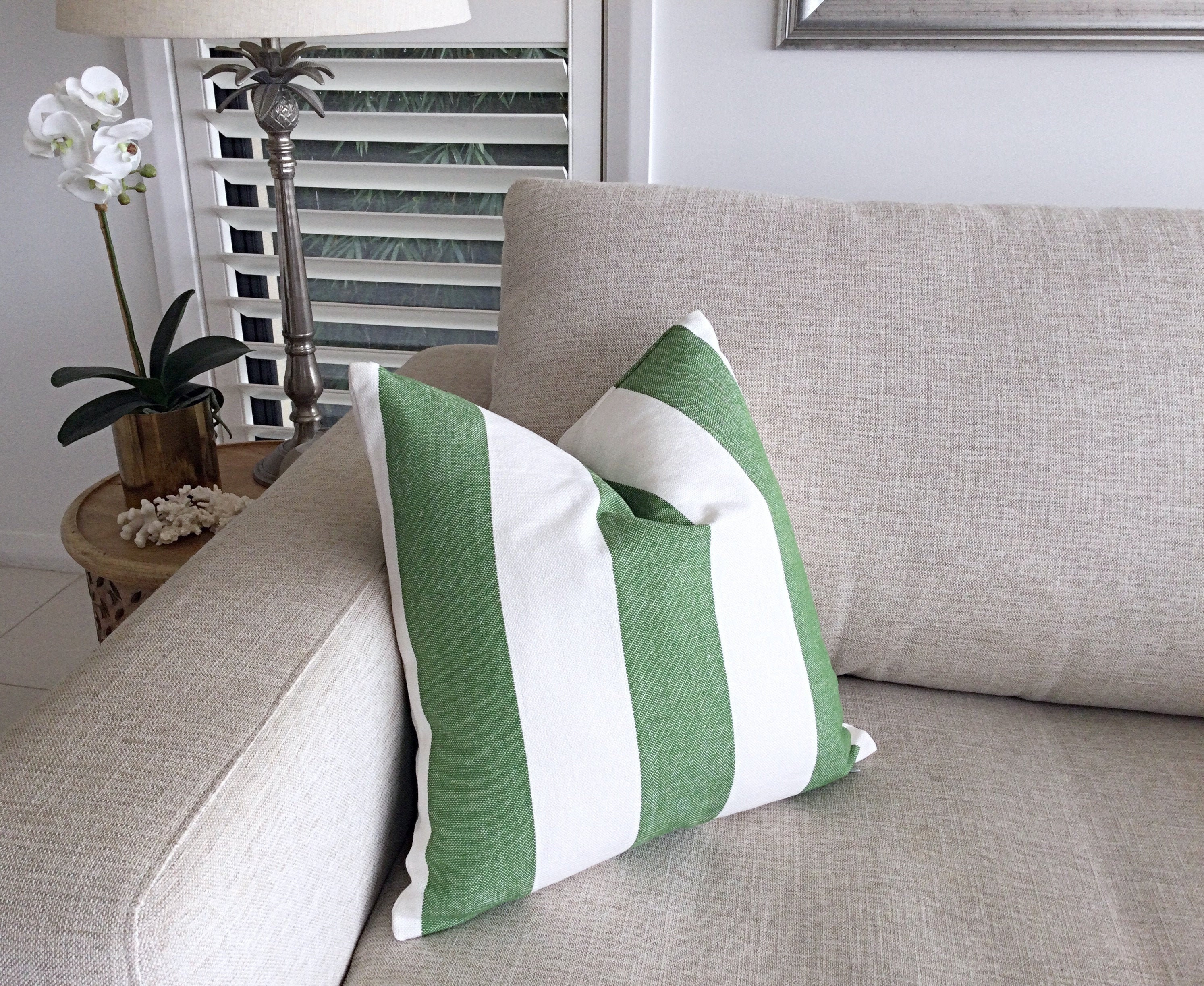 Green stripe clearance cushion