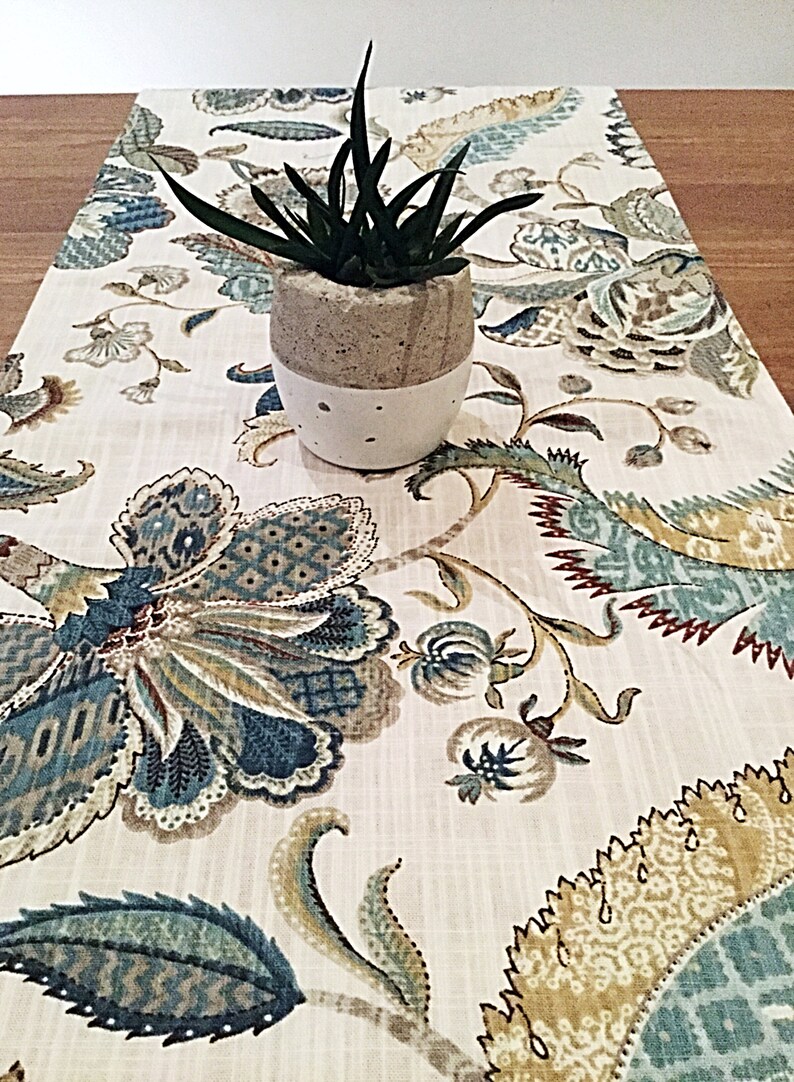 Table Runner Hampton's Style Floral Linen Table Runner. Etsy