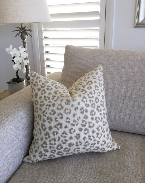 Leopard Cushion Cover Snow Leopard Pillows Linen Animal Etsy