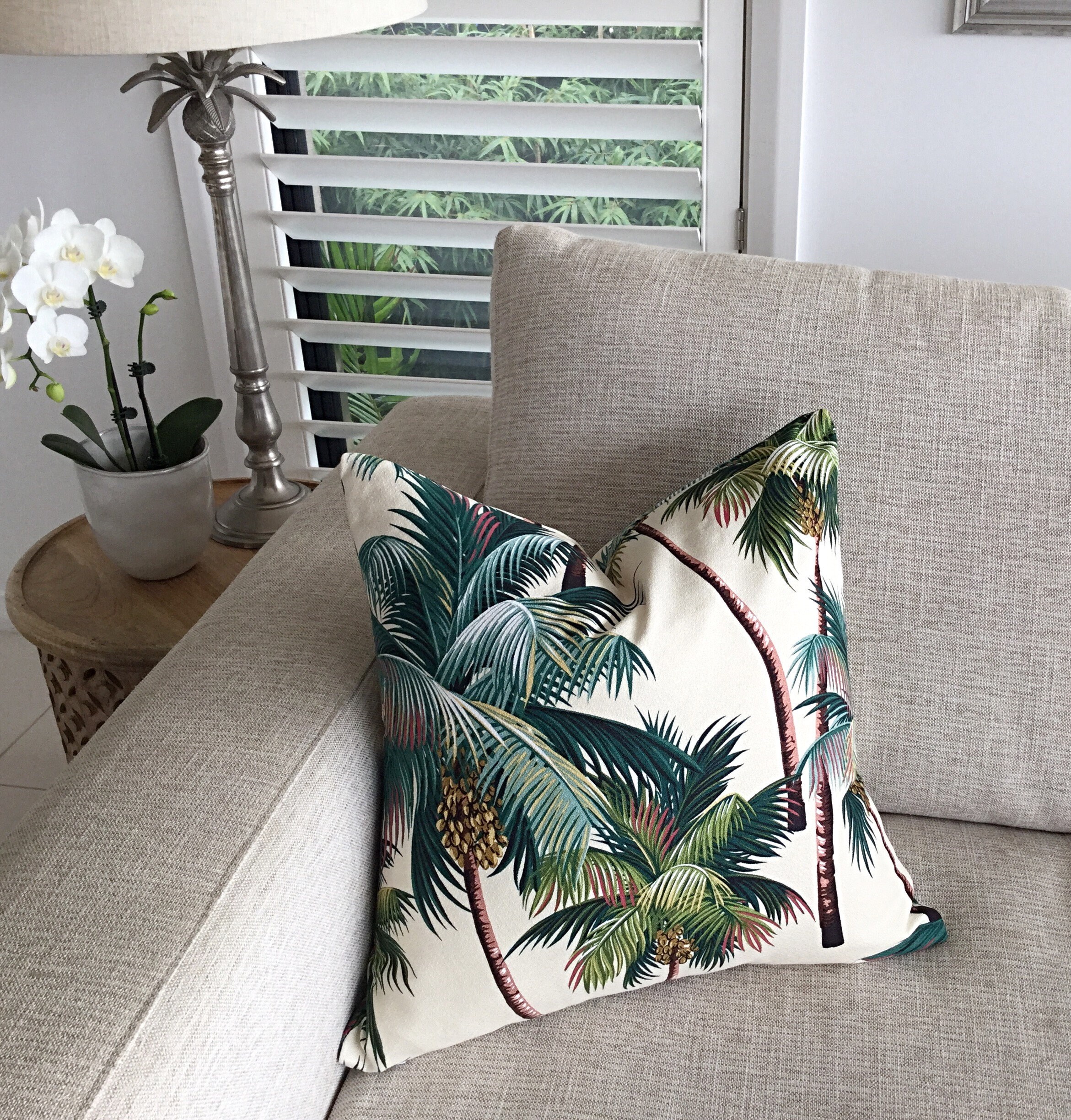 Palm Tree Cushion Palm Pillows Tropical Palms Cream Cushion