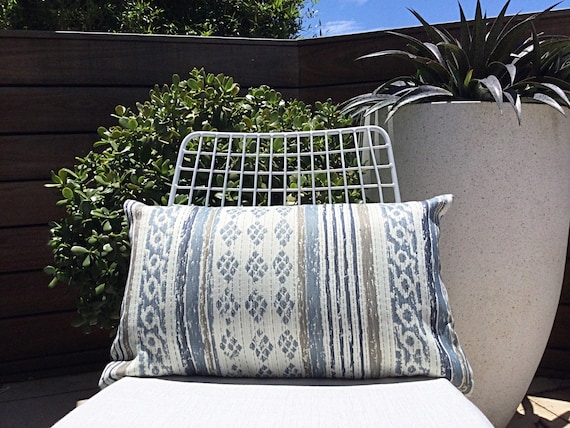 Outdoor Pillows Outdoor Cushions Blue White Tan Textured - Etsy Australia