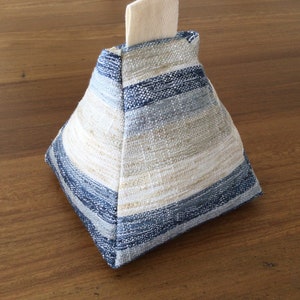 Beach House Doorstop, Coastal Decor, Textured Stripe Fabric. Blue decor. Blush decor.