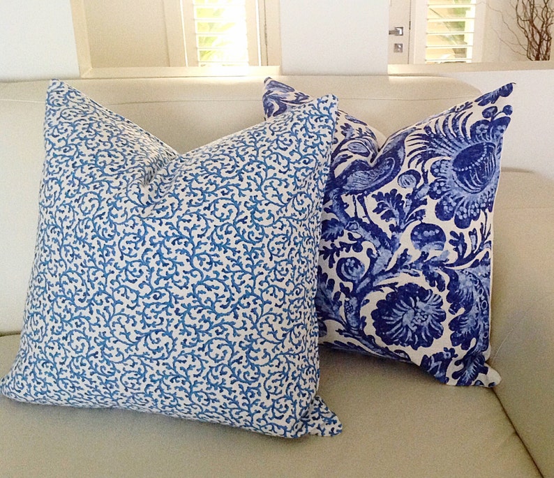 Blue and White Cushions Hampton's Coastal Cushion Cover Etsy