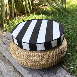 Chair Pads Round Seat Pads Custom Made Outdoor Pillows Striped Chair Pad Black and White Chair Pads Etsy