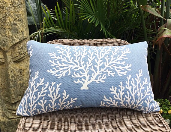 Outdoor Cushions Blue And White Pillows Coastal Outdoor Etsy