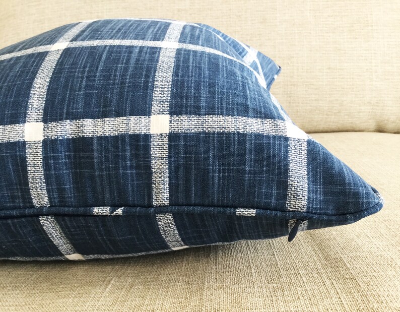 Farmhouse Check Cushion Cover Ticking Stripe Cushions Blue Etsy Australia