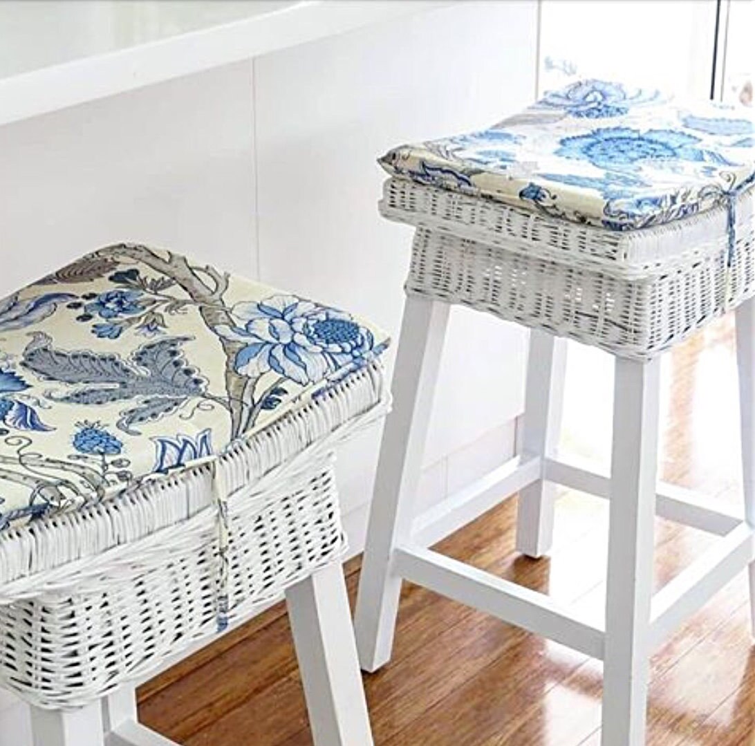 Hamptons Style Chair Pads Linen Chair Pad Floral Custom Etsy