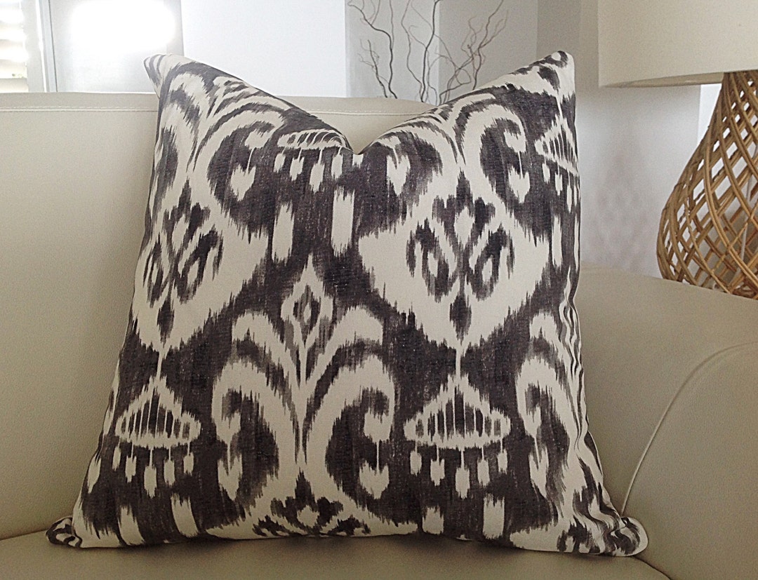 Ikat Cushions Pillows Charcoal Grey Cushions Ikat Cushion Etsy