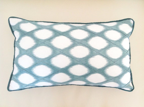 Teal Lumbar Pillow Cover: Pin-Tuck Design, 100% Cotton