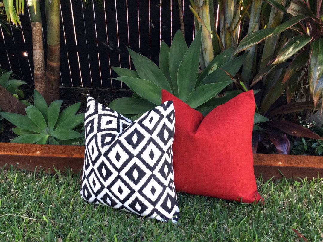 Outdoor Cushions, Black and White Outdoor Cushions, Black Geometric Outdoor Pillow Covers, Aztec