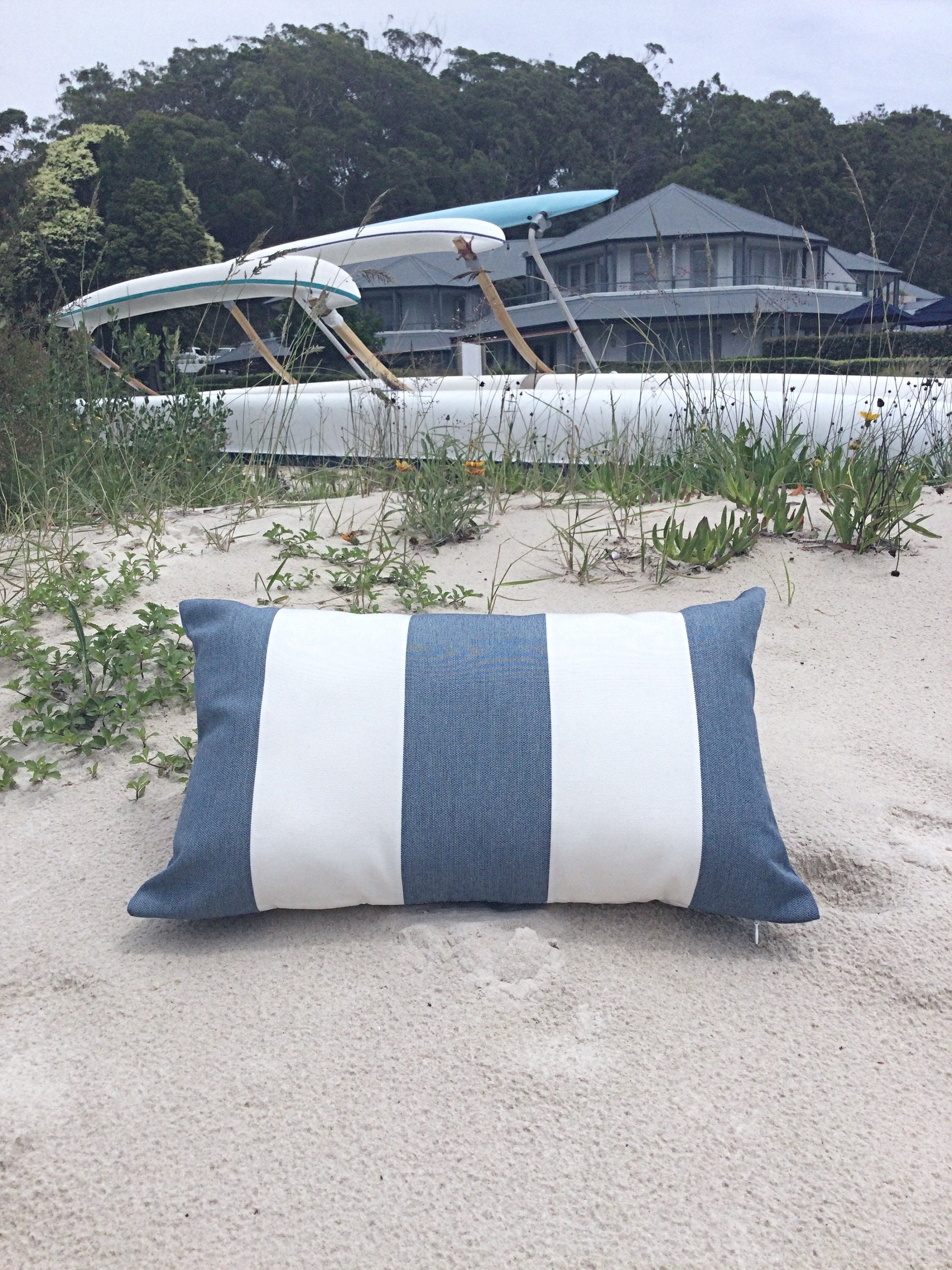 Blue stripe outdoor 2025 cushion