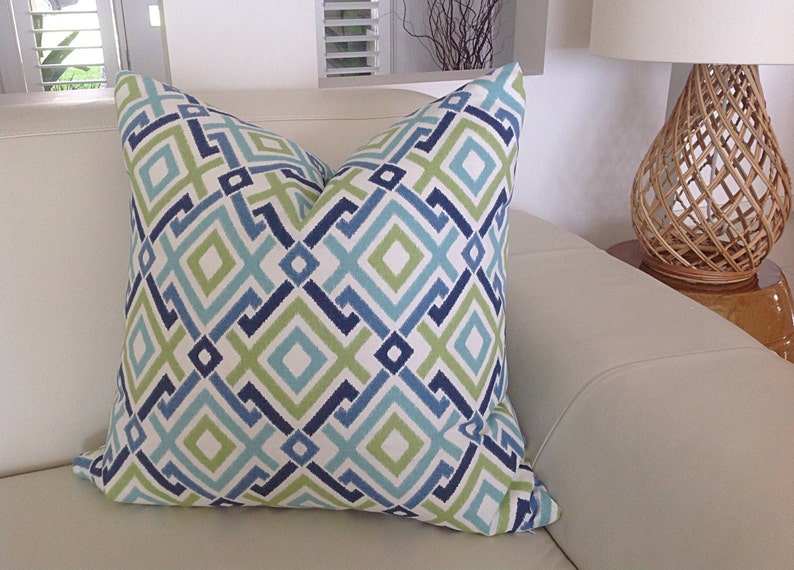 Cushions Blue & Green Pillows Diamond Design Cushion Cover Etsy