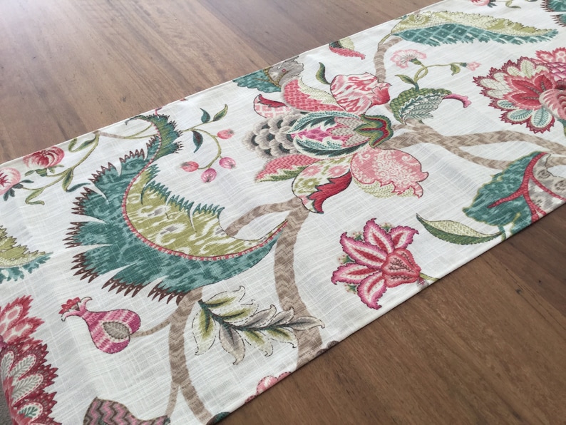 Table Runner Hampton's Style Floral Linen Table Runner. Etsy