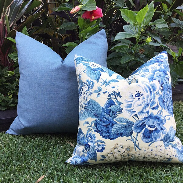 Blue Outdoor Pillow Etsy