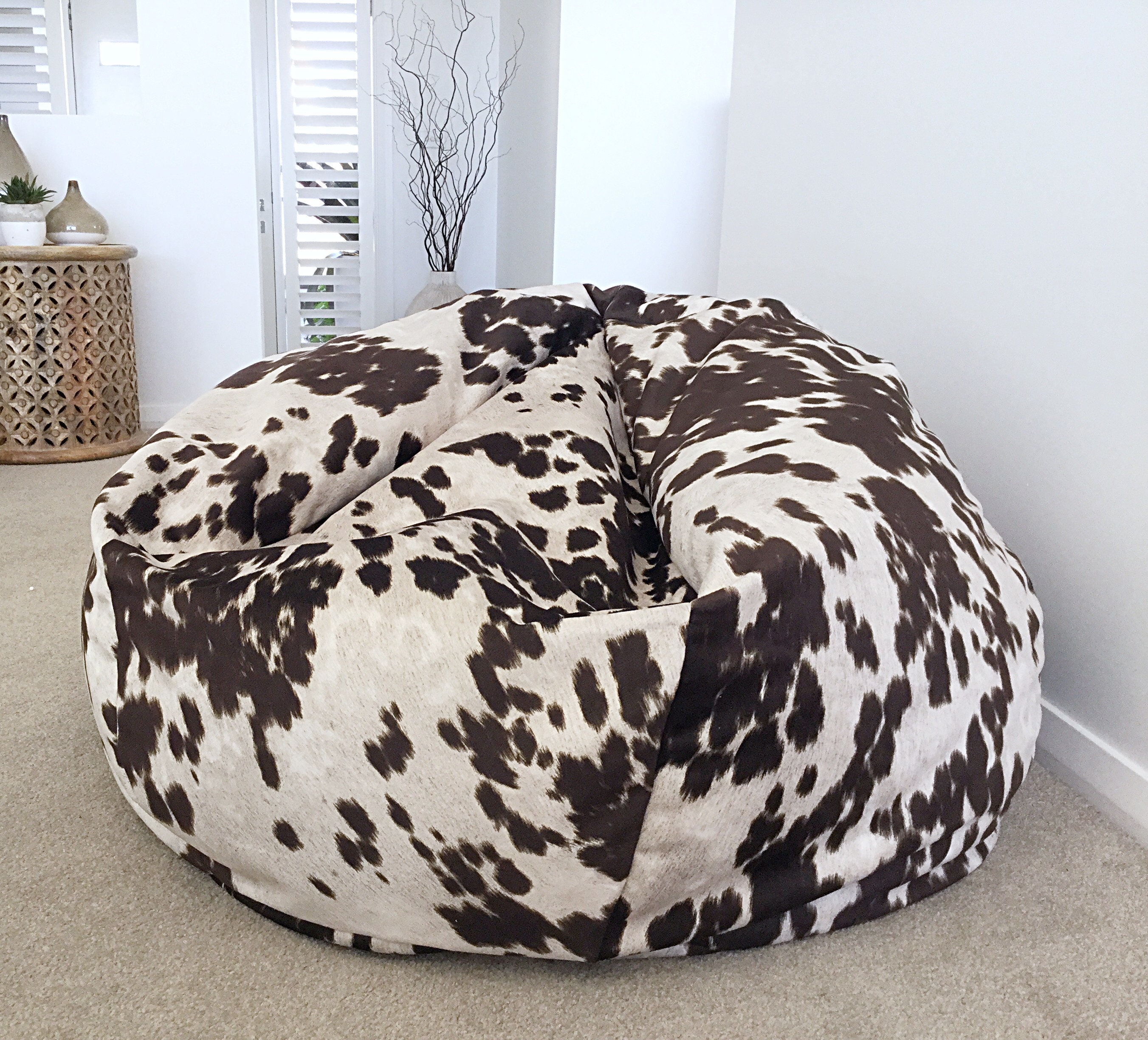Genuine Cowhide Leather Recliner Beanbag Chairs Tan - Only Beanbag