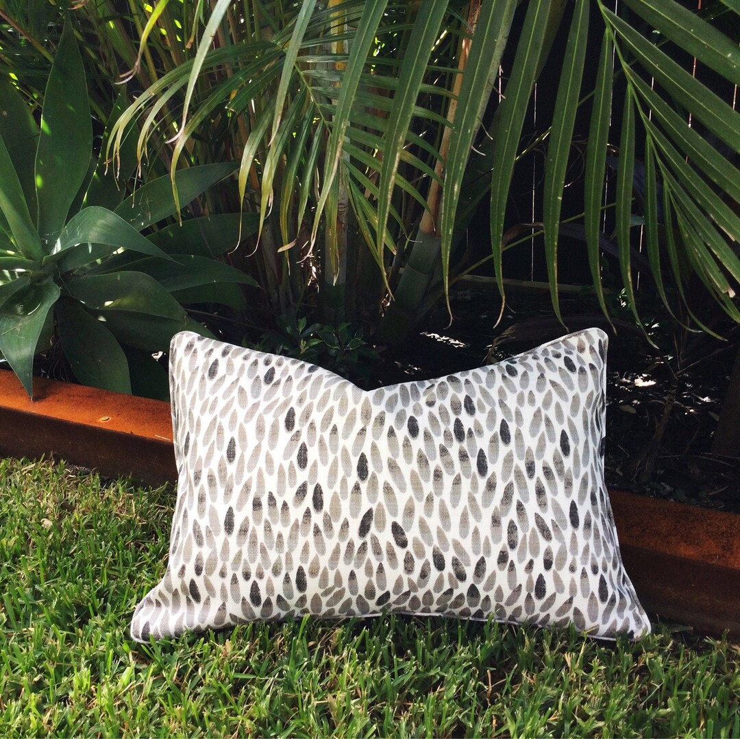 Grey Outdoor Cushions, Outdoor Pillow, Outdoor Cushion Cover, Lotus