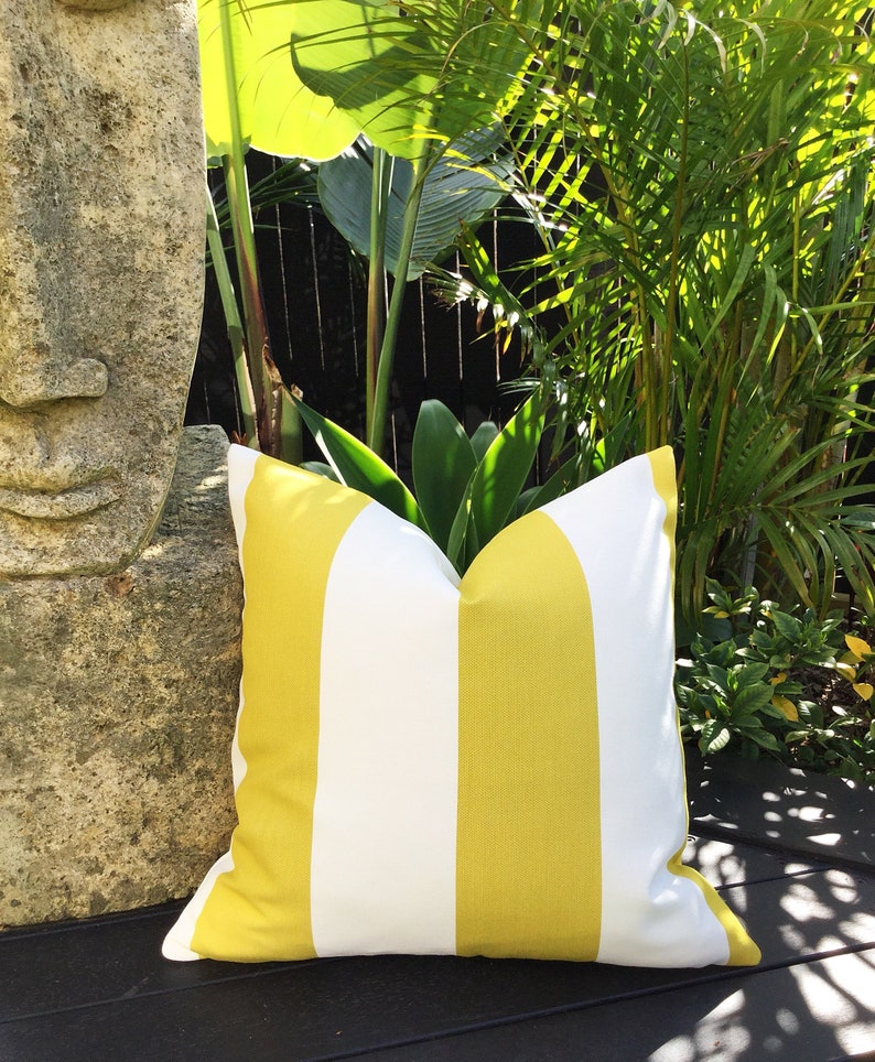 Yellow Stripes Outdoor Cushions Pillow Cover Only Citrus And White Ter Modern Pillows