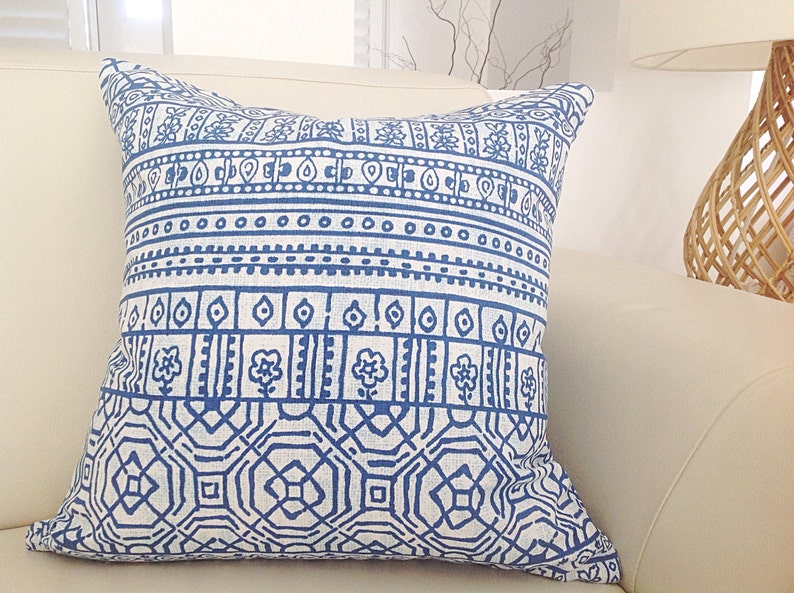 Tribal Cushions, Tribal Pillows Aztec Charcoal Black, Cobalt Blue, Seafoam, Coral Cushion Cover, Pillows image 3