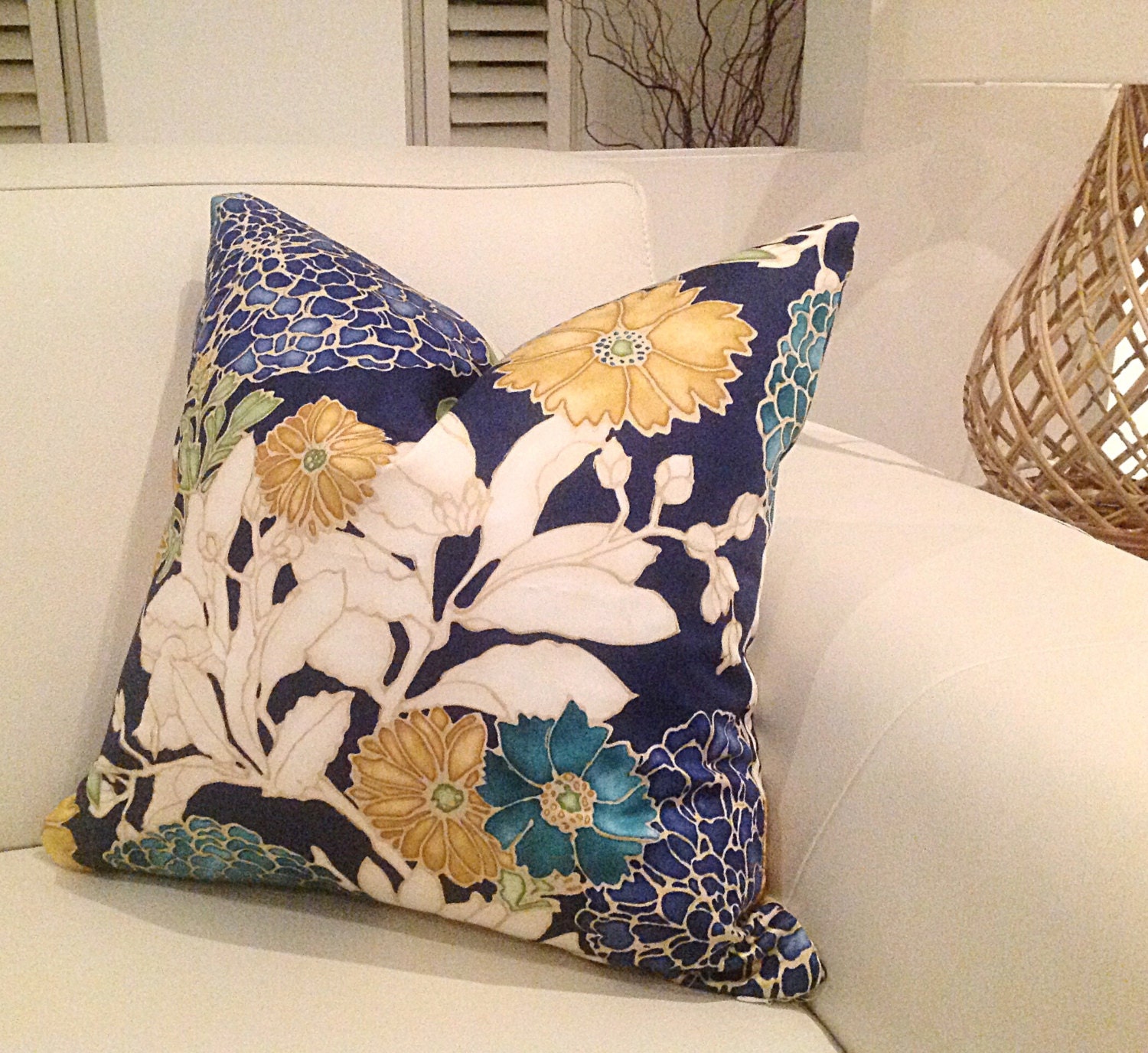 Blue Floral Cushions Designer Pillows Cushion Cover St Etsy