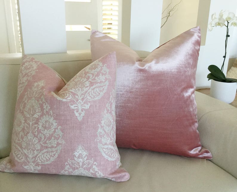Blush Pink Velvet Cushions Damask Pink Cushion Covers Etsy Australia