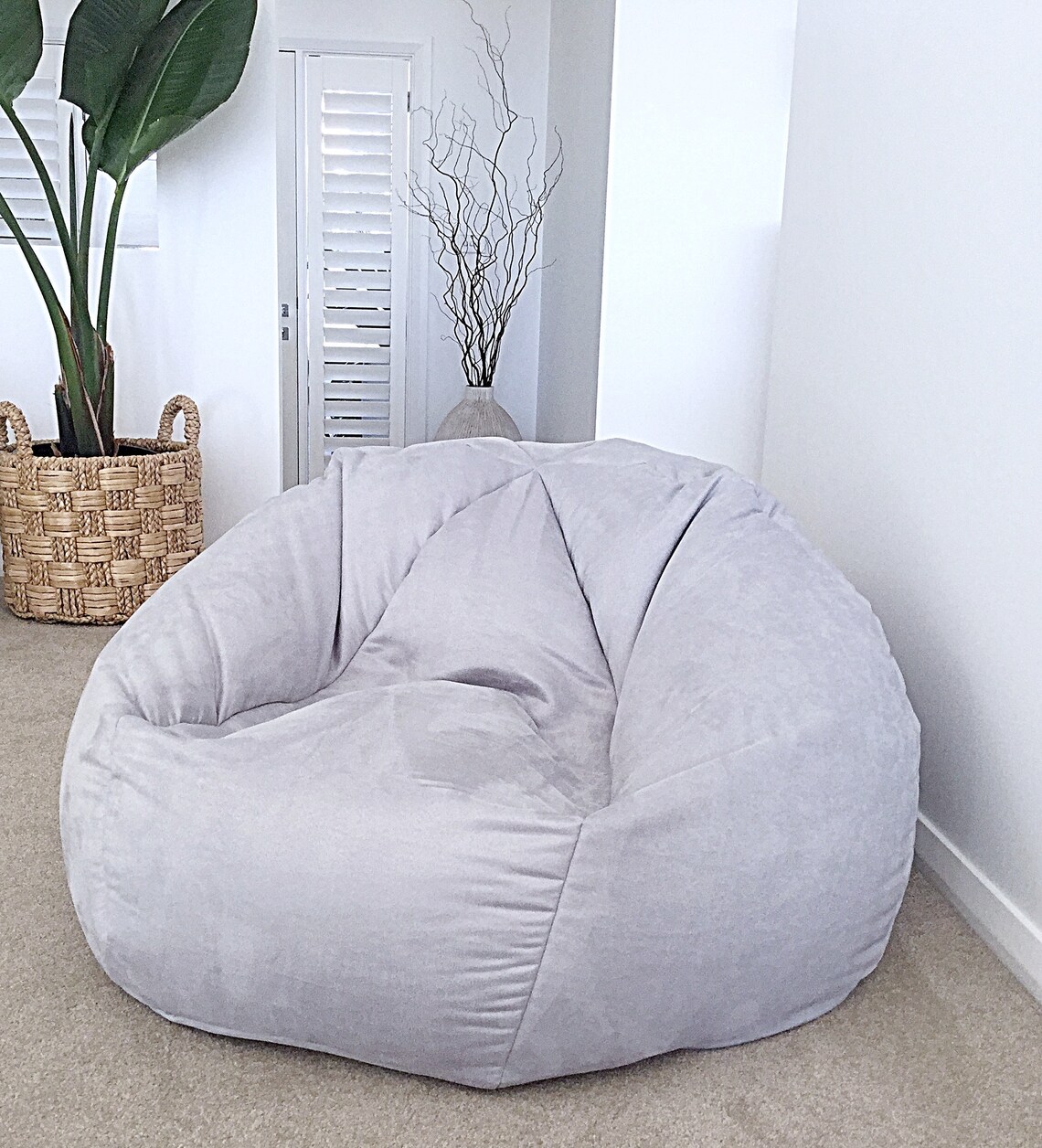 Bean Bag Faux Suede Designer Bean Bag Cover Only. Grey Bean Etsy