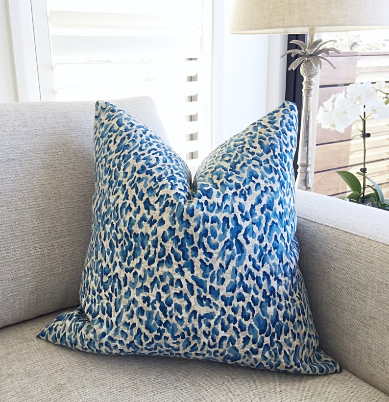 Leopard Print Outdoor Cushions Outdoor Pillows Blue Grey - Etsy
