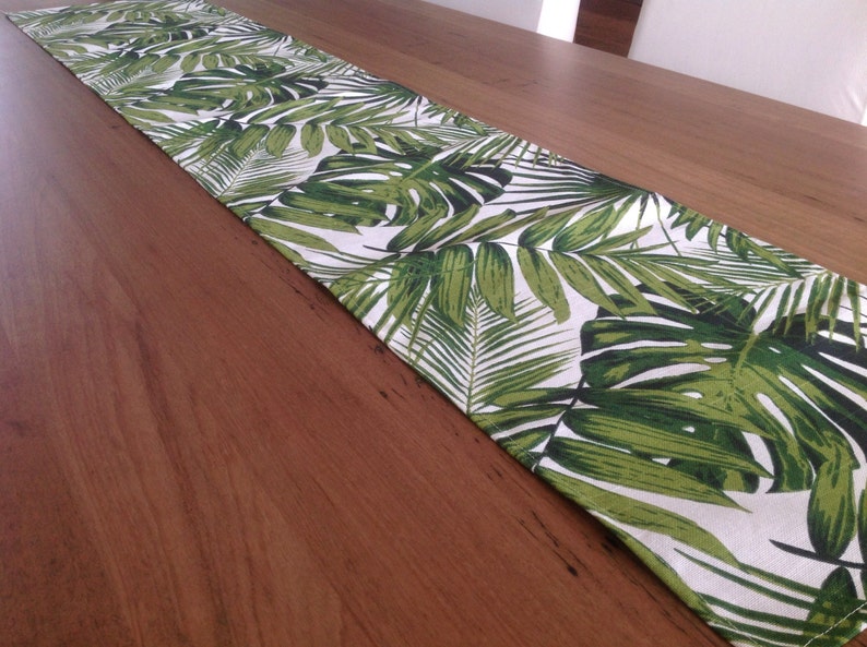 Palm Leaves Tropical Table Runner Coastal Classic. Vintage Hawaiian Style. Botanicals Beach House Decor. Retro Tropical image 4