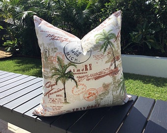Tropical Palm Outdoor Cushion Cover: Water Resistant Pillow