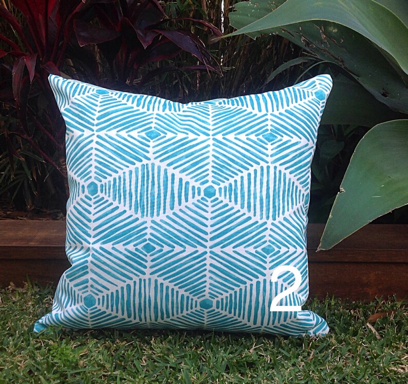 Turquoise Indoor/outdoor Cushion Covers Turquoise Pillows Etsy Australia