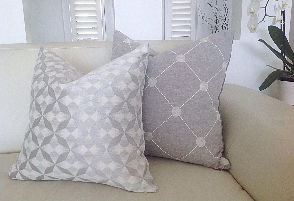 Silver Grey Cushion Covers Grey Pillows Cushion Cover Grey Etsy