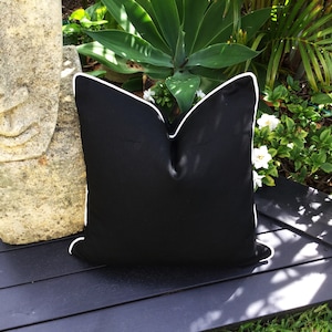 Sunbrella Black Outdoor Pillows, Outdoor Cushions, Sunbrella fabric pillows, Black and White Outdoor Pillows, Cover Only.