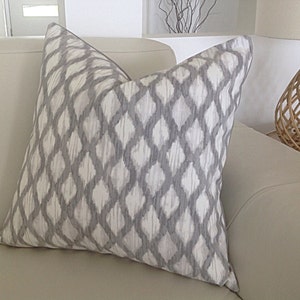 Grey Linen Cushions, Pillows Trellis Cushion Cover, Grey Cushion Cover, Modern Style, Decorative Scatter cushions, Throw, Toss Pillows image 3