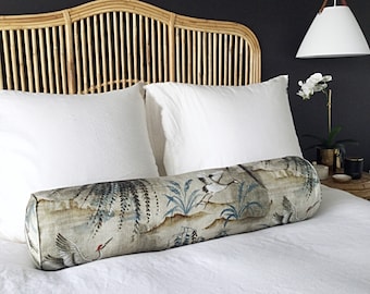 Japanese Crane Bolster Pillow: Oriental Style Cushion