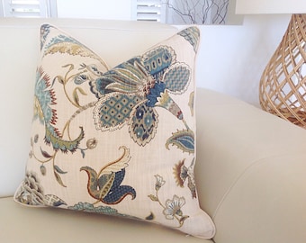 Hamptons Style Cushions, Cover Only, Teal Floral Cushion Cover, Finders Keepers Floral Pillows. Floral Cushions, Scatter Cushion.