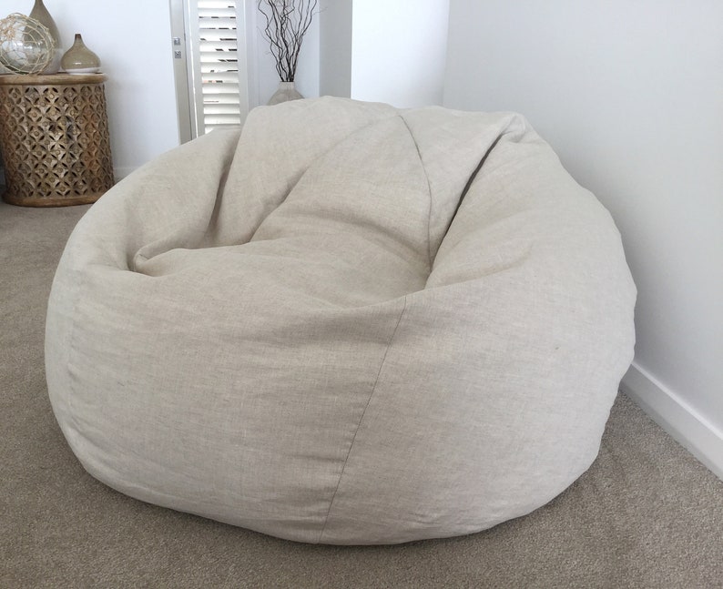 Bean Bag Linen Bean Bag Cover Only. Grey Linen Bean Bag Etsy