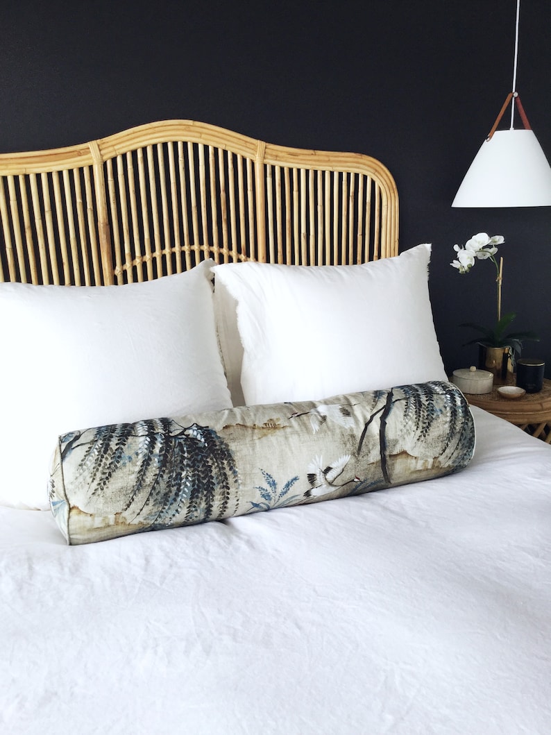 Bolster Pillow Bolster Cushion Japanese Crane Pillows Crane Etsy