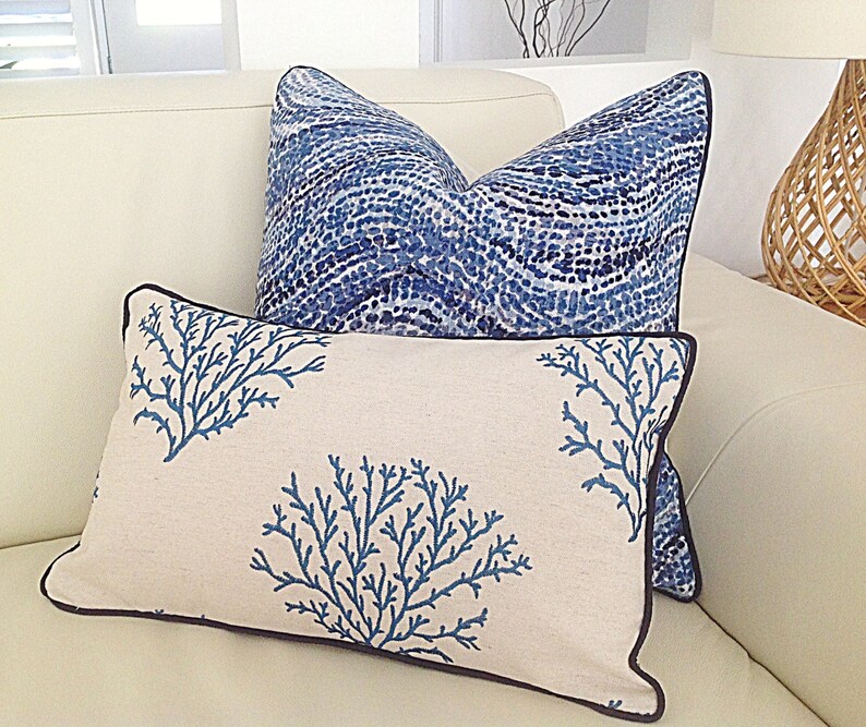 Linen Cushions Coastal Hampton's Cushion Cover Lumbar Etsy