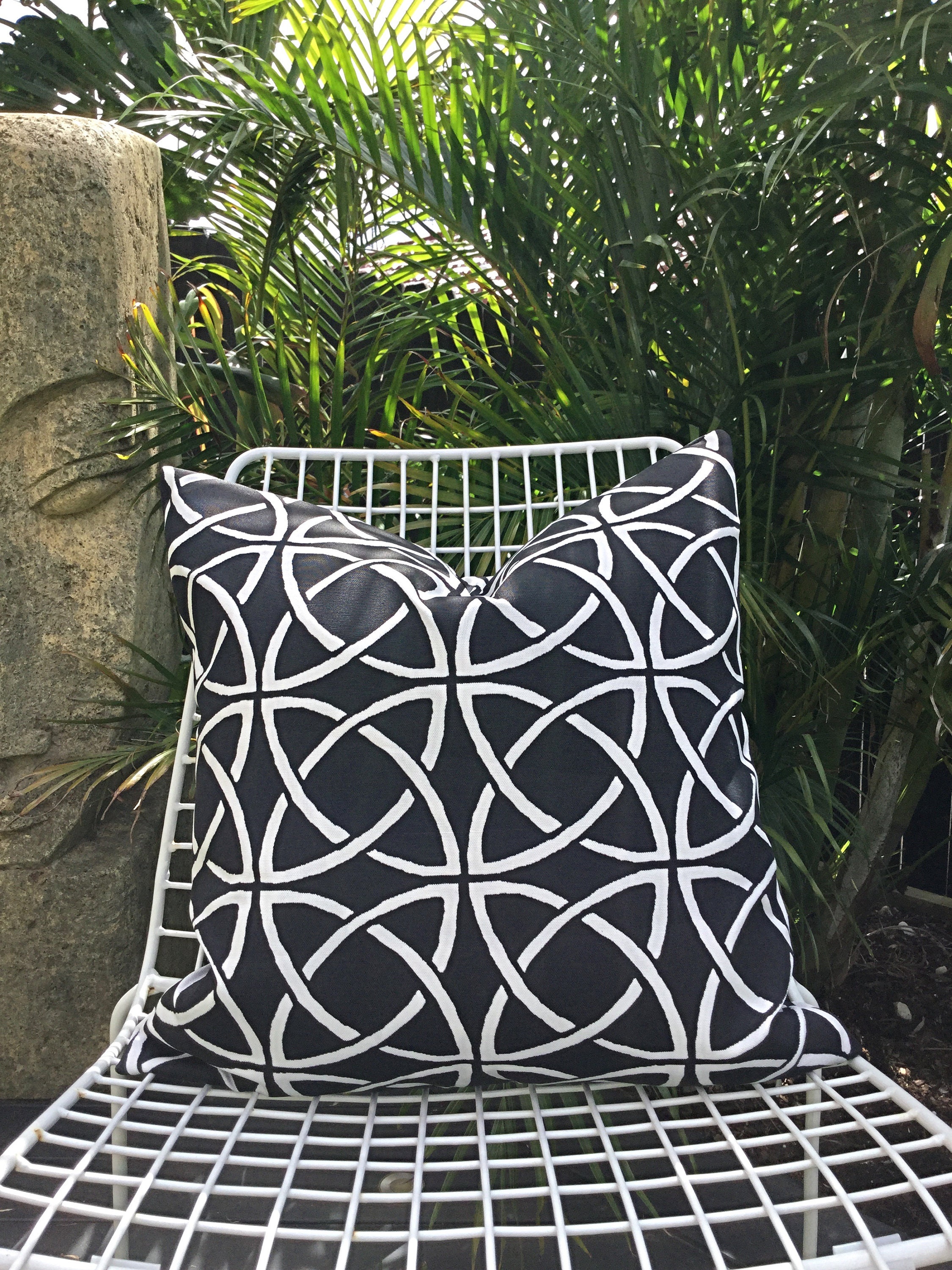 Palm Leaf Cushions Black Tropical Outdoor Cushions Black Etsy Australia