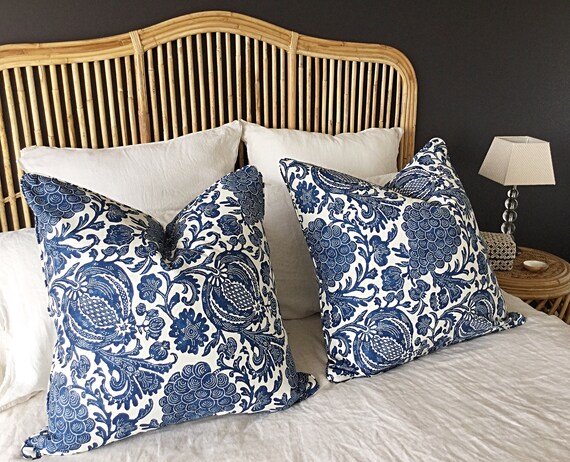 Blue And White Cushion Covers Blue Pillows Euro Pillows Etsy