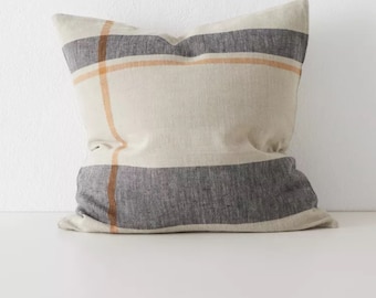 Linen Check Pillow Cover: Farmhouse Luxe Cushion